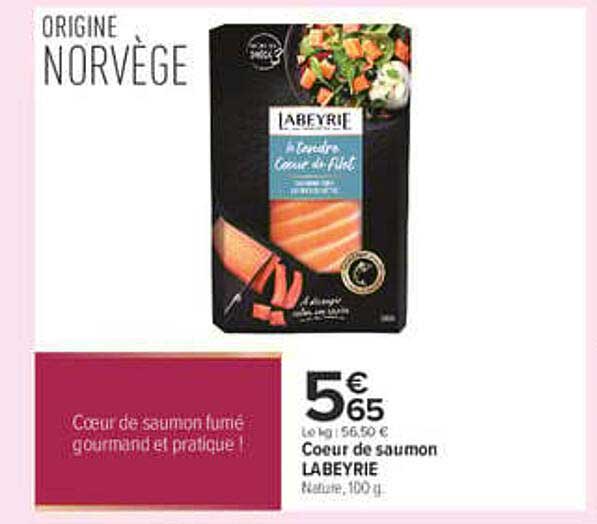 Coeur de saumon LABEYRIE Nature, 100 g