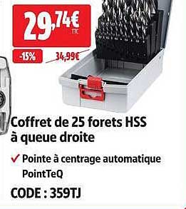 Coffret de 25 forets HSS à queue droite