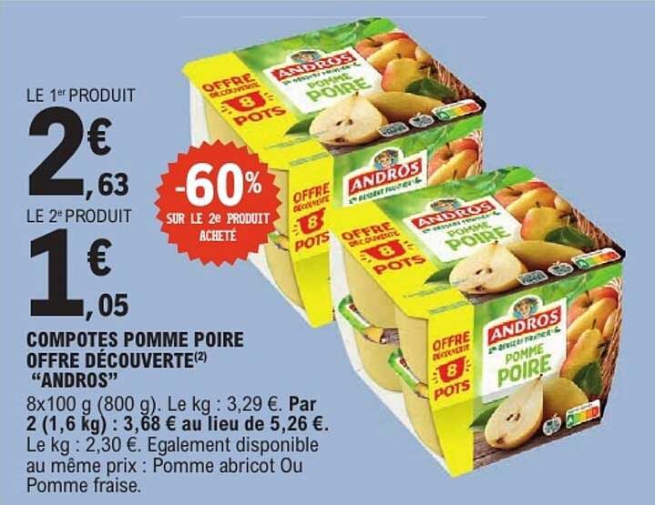 COMPOTES POMME POIRE OFFRE DÉCOUVERTE(2) “ANDROS”