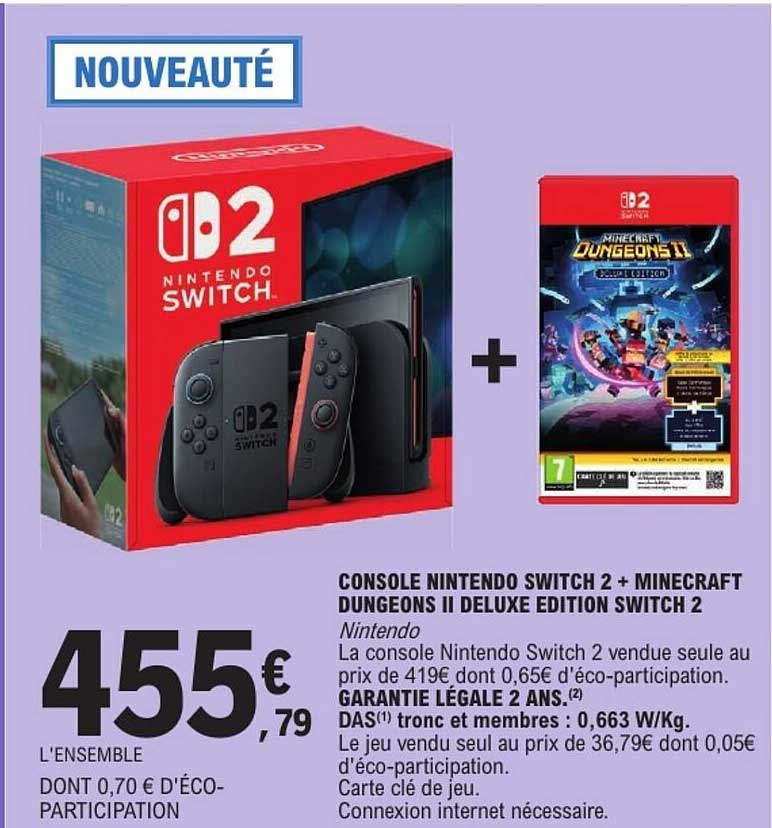 CONSOLE NINTENDO SWITCH 2 + MINECRAFT DUNGEONS II DELUXE EDITION SWITCH 2