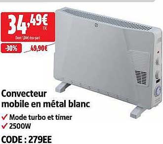 Convecteur mobile en métal blanc