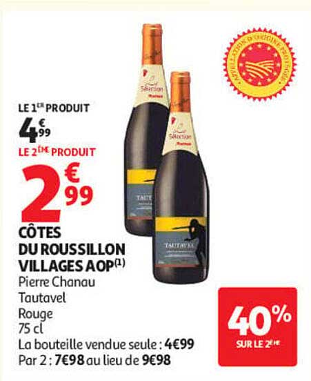 CÔTES DU ROUSSILLON VILLAGES AOP Pierre Chanau Tautavel Rouge 75 cl