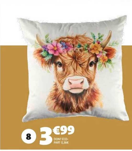 Coussin déco vache