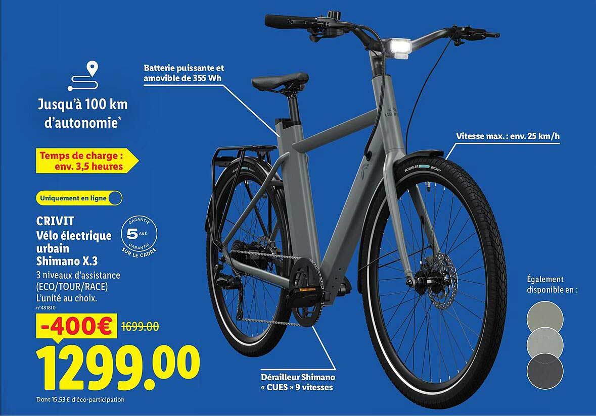 CRIVIT Vélo électrique urbain Shimano X.3