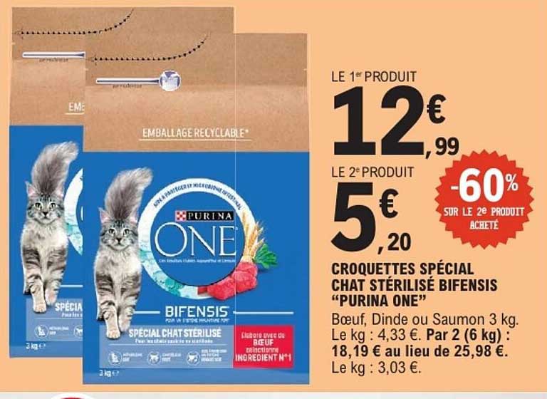 CROQUETTES SPÉCIAL CHAT STÉRILISÉ BIFENSIS “PURINA ONE”