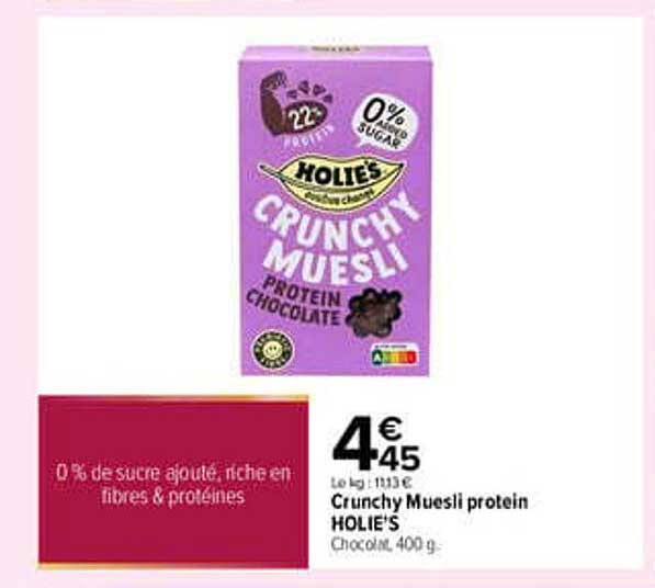 Crunchy Muesli Protein HOLLIE'S Chocolat 400 g