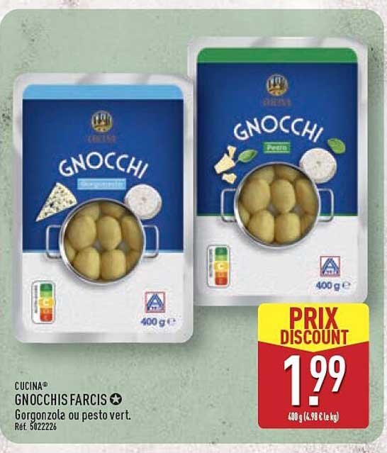 CUCINA® GNOCCHIS FARCIS Gorgonzola ou pesto vert.