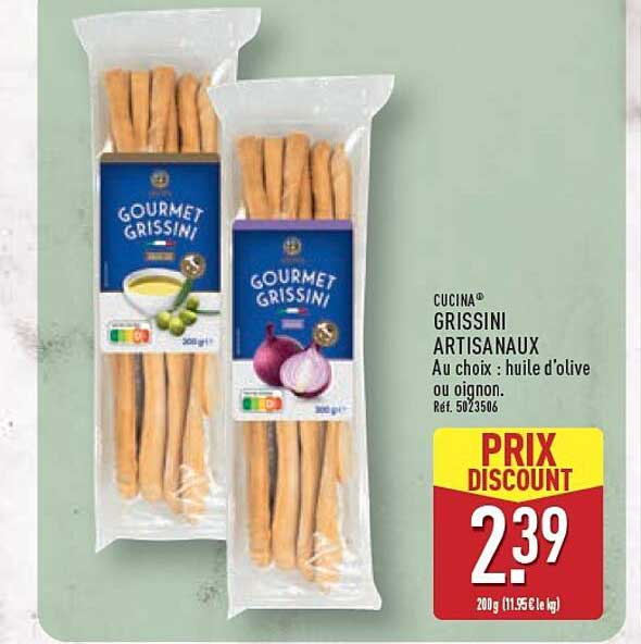 CUCINA® GRISSINI ARTISANAUX Au choix : huile d'olive ou oignon. Réf. 5023506