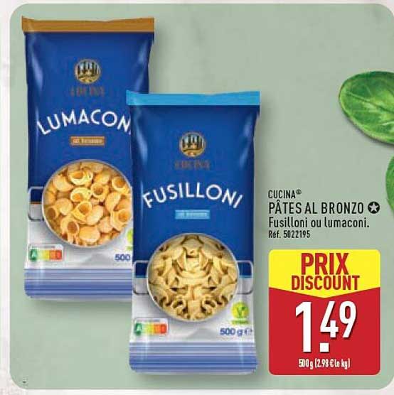 CUCINA® PÂTES AL BRONZO Fusilloni ou lumaconi. Réf. 5022195