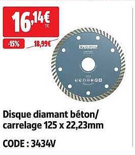 Disque diamant béton/ carrelage 125 x 22,23mm