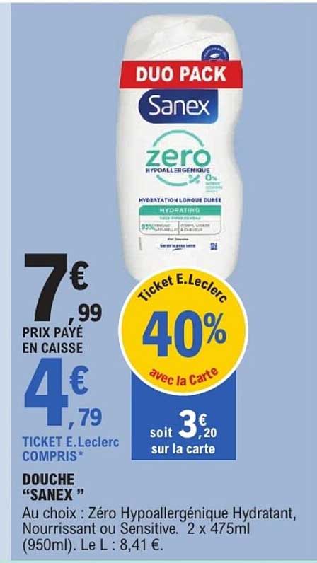 DUO PACK Sanex zero hypoallergénique 0%