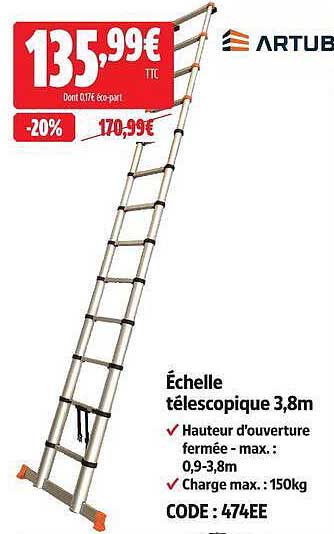 Échelle télescopique 3,8m