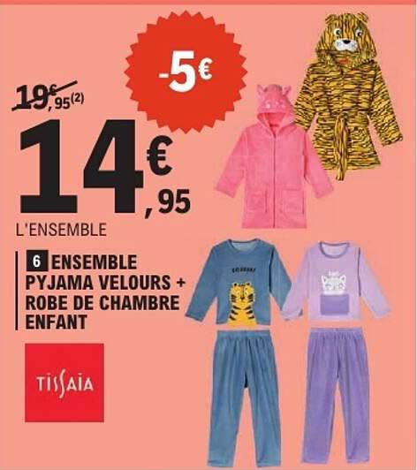 ENSEMBLE PYJAMA VELOURS + ROBE DE CHAMBRE ENFANT
