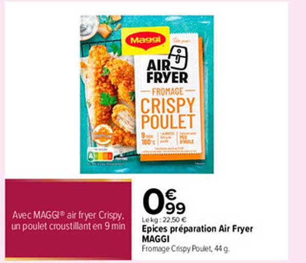 Epices préparation Air Fryer MAGGI Fromage Crispy Poulet, 44 g.
