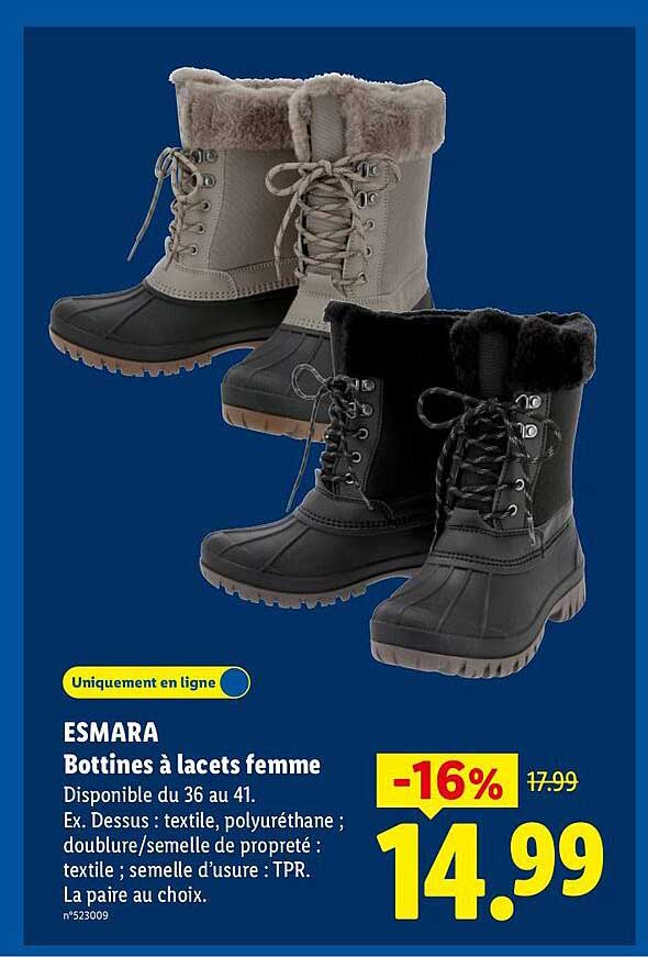 ESMARA Bottines à lacets femme