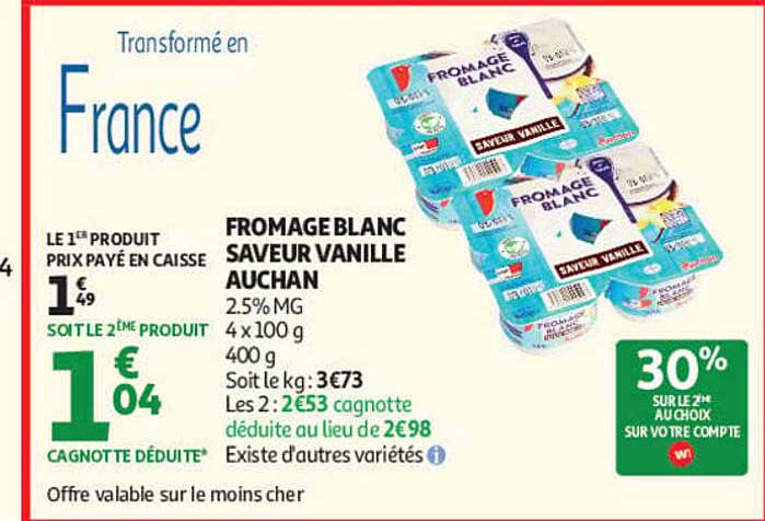 FROMAGE BLANC SAVEUR VANILLE AUCHAN