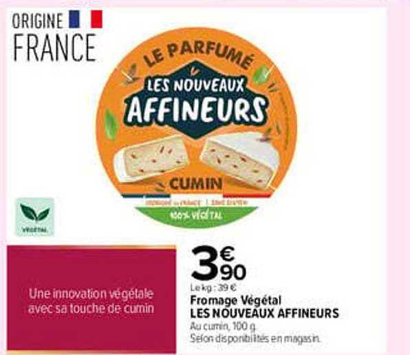 Fromage Végétal LES NOUVEAUX AFFINEURS Au cumin, 100 g