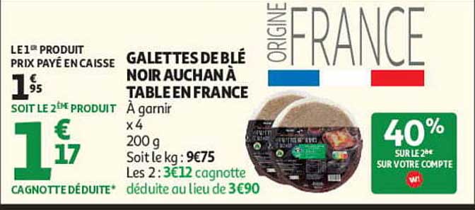 GALETTES DE BLÉ NOIR AUCHAN À TABLE EN FRANCE