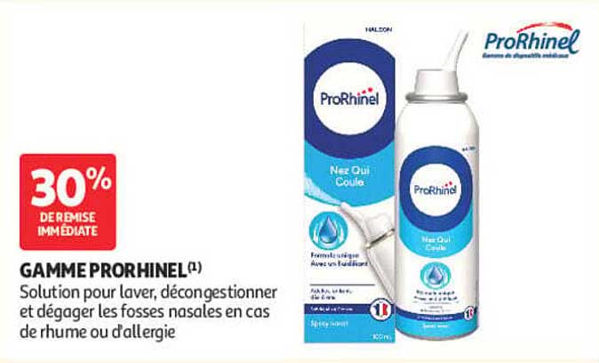 GAMME PRORHINEL(1) Solution pour laver, décongestionner et dégager les fosses nasales en cas de rhume ou d’allergie