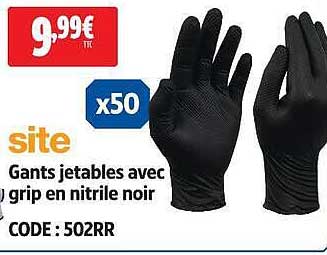 Gants jetables avec grip en nitrile noir