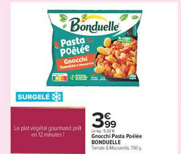 Gnocchi Pasta Poêlée BONDUELLE Tomate & Mozzarella, 750 g