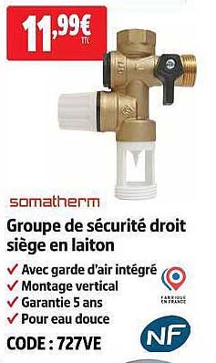 Groupe de sécurité droit siège en laiton