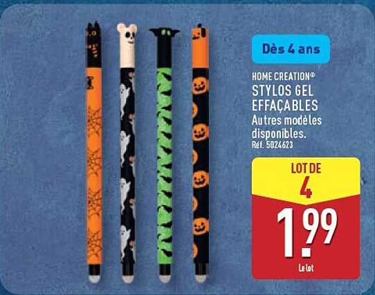HOME CREATION® STYLOS GEL EFFaçables Autres modèles disponibles. Réf. 5024623
