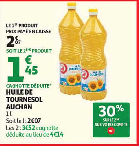 HUILE DE TOURNESOL AUCHAN