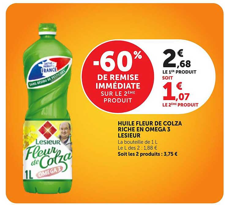 HUILE FLEUR DE COLZA RICHE EN OMEGA 3 LESIEUR