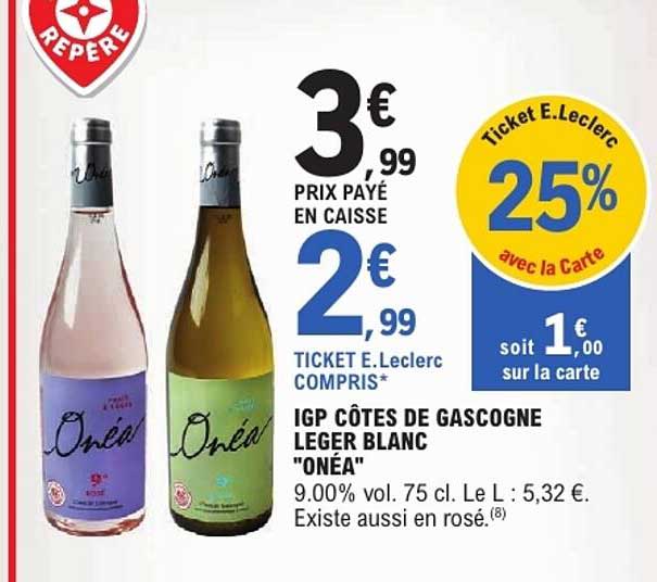 IGP CÔTES DE GASCOGNE LEGER BLANC "ONÉA"