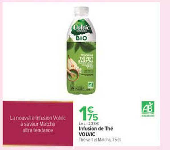 Infusion de Thé VOLVIC Thé vert et Matcha, 75 cl