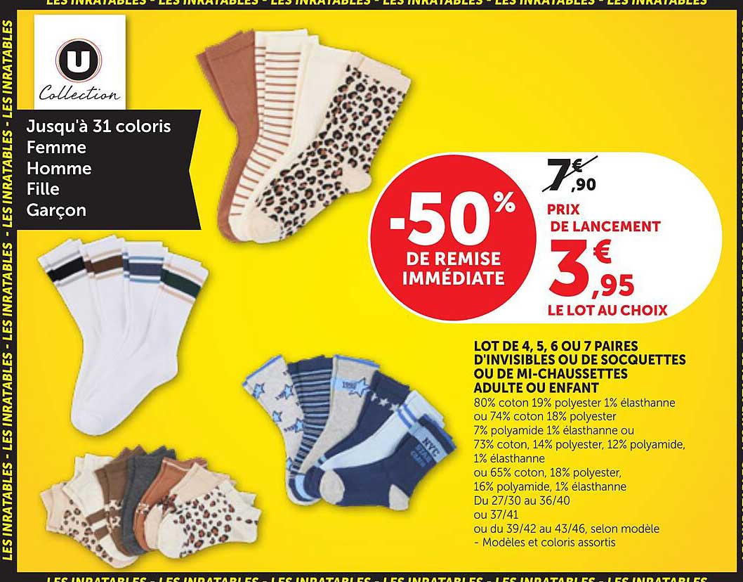 Jusqu'à 31 coloris Femme Homme Fille Garçon