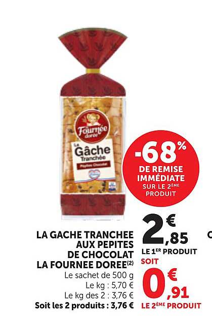 LA GACHE TRANCHEE AUX PEPITES DE CHOCOLAT LA FOURNEE DOREE