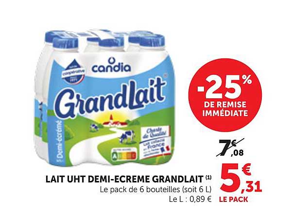 LAIT UHT DEMI-ECREME GRANDLAIT