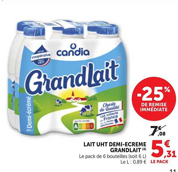 LAIT UHT DEMI-ECREME GRANDLAIT