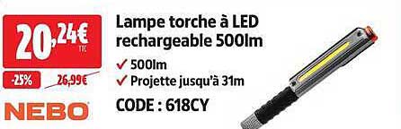 Lampe torche à LED rechargeable 500lm
