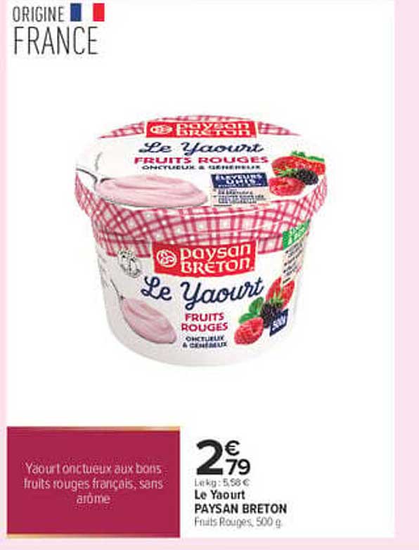 Le Yaourt PAYSAN BRETON Fruits Rouges 500 g