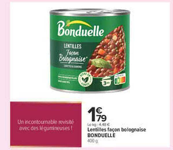 Lentilles façon bolognaise BONDUELLE 400 g