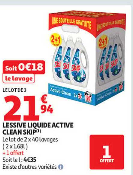 LESSIVE LIQUIDE ACTIVE CLEAN SKIP