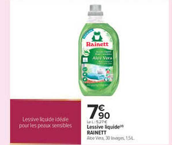 Lessive liquide RAINETT Aloe Vera, 30 lavages, 1,5 L
