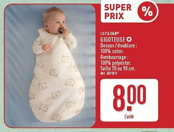 LILY & DAN® GIGOTEUSE Dessus / doublure : 100% coton. Rembourrage : 100% polyester. Taille 70 ou 90 cm.