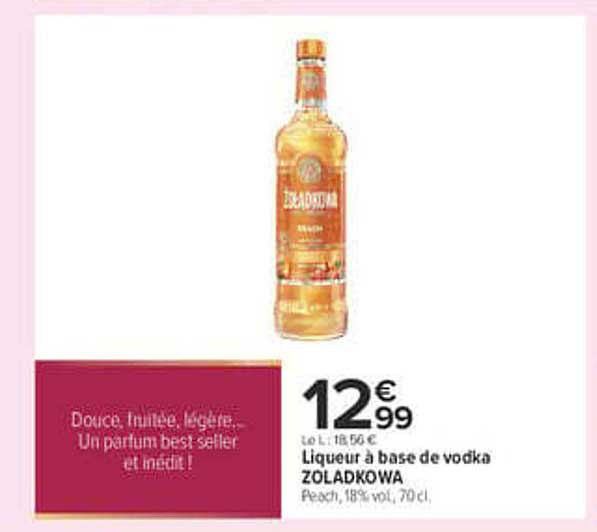 Liqueur à base de vodka ZOŁADKOWA Peach, 18% vol., 70 cl