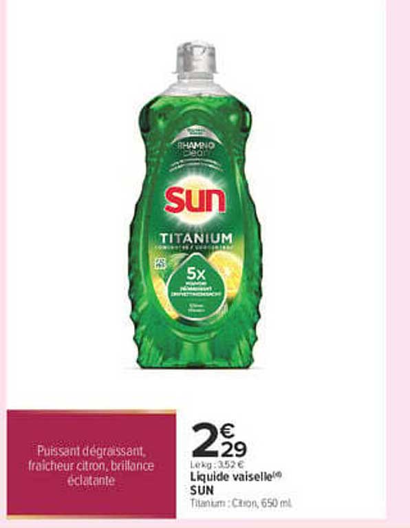 Liquide vaisselle SUN Titanium - Citron, 650 ml