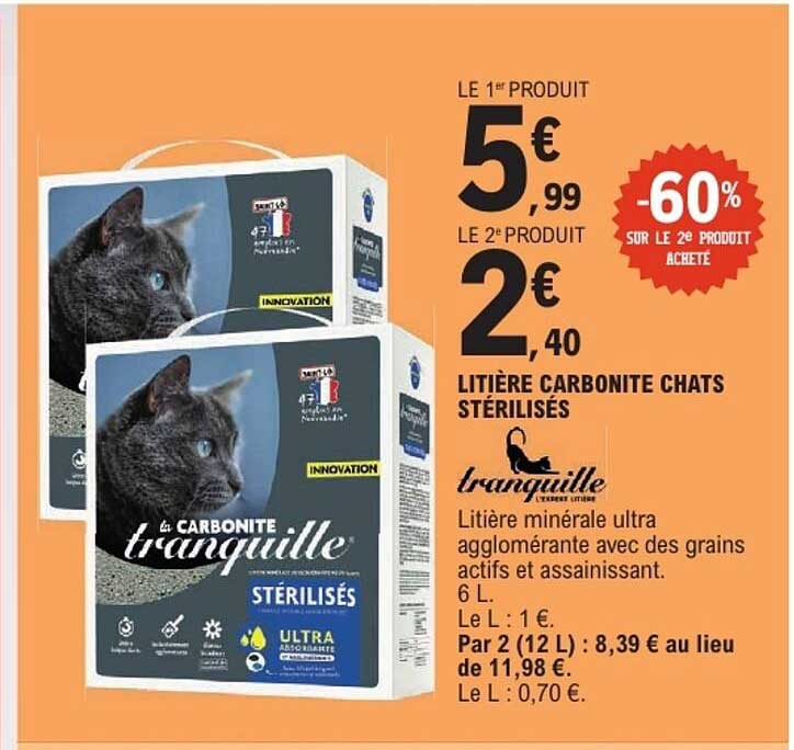 LITIÈRE CARBONITE CHATS STÉRILISÉS