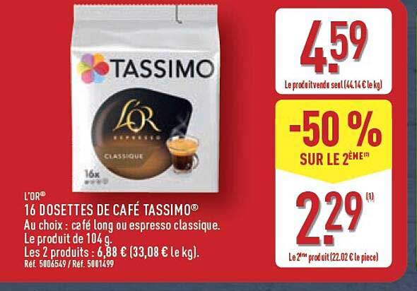 L'OR® 16 DOSETTES DE CAFÉ TASSIMO®
