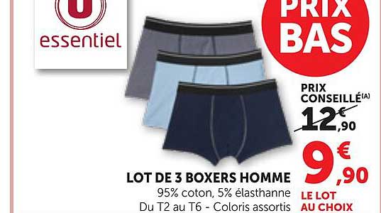 LOT DE 3 BOXERS HOMME