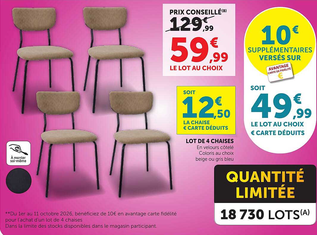 LOT DE 4 CHAISES