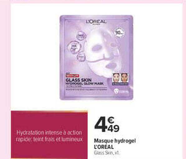 Masque hydrogel L'OREAL Glass Skin, x1