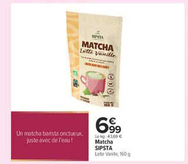 Matcha SIPSTA Latte Vanille, 160 g
