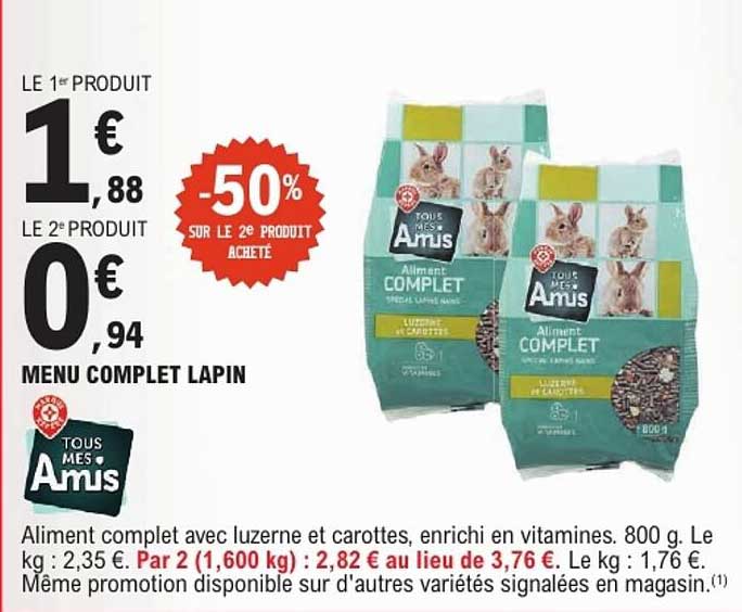 MENU COMPLET LAPIN